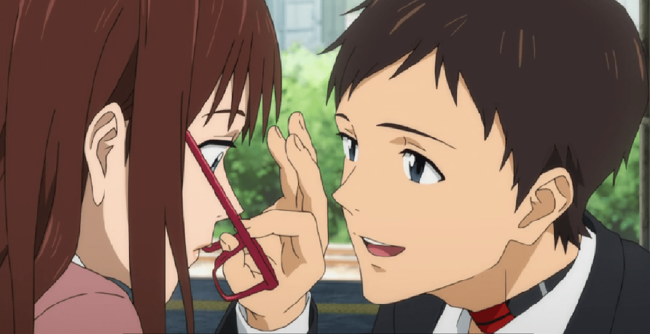 Shinji y Mari en la escena final de Evangelion